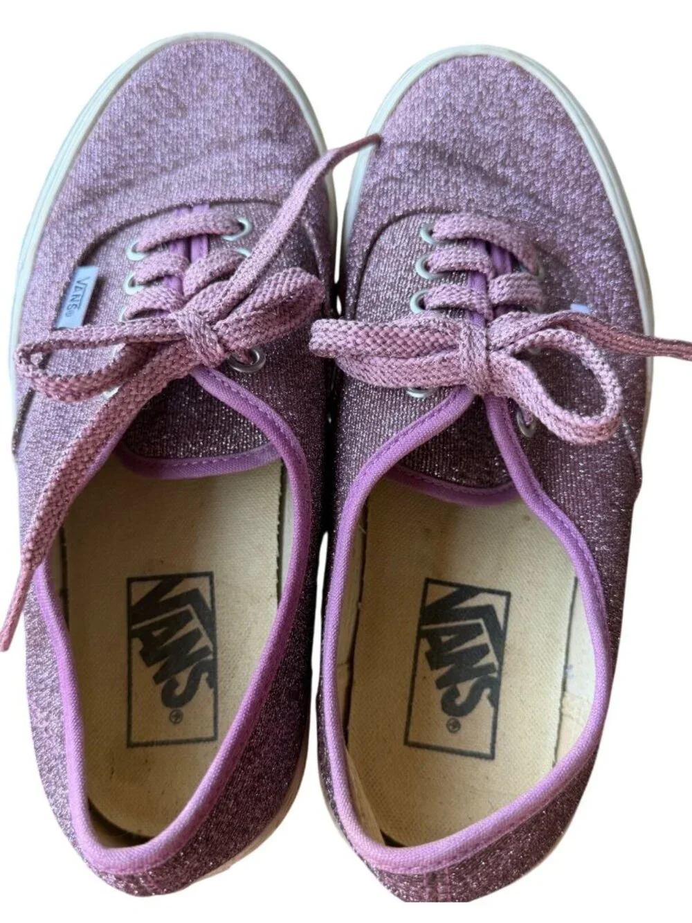 Vans Off The Wall Mauve Sparkle Glitter Low Top Skater Sneakers Women's Size 8